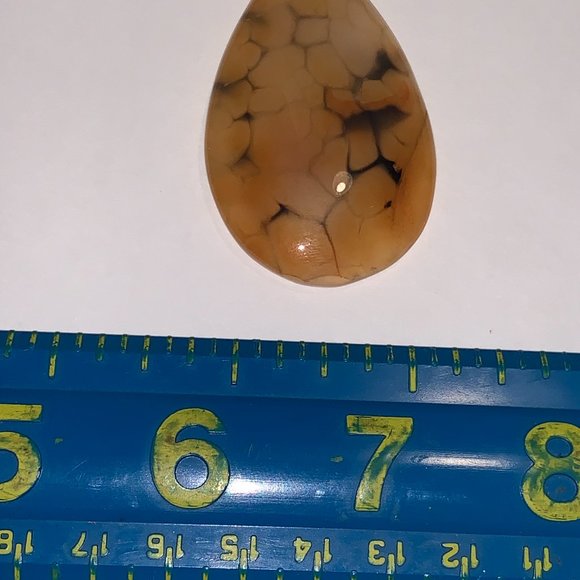 Orange and Black Dragon Veins Agate Teardrop Pendant - Picture 5 of 7